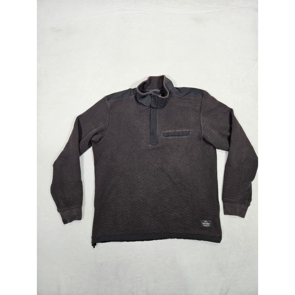 Helly‎ Hansen Sweater Sz Medium Black Lillo Pullover Quilted Snap Long Sleeve